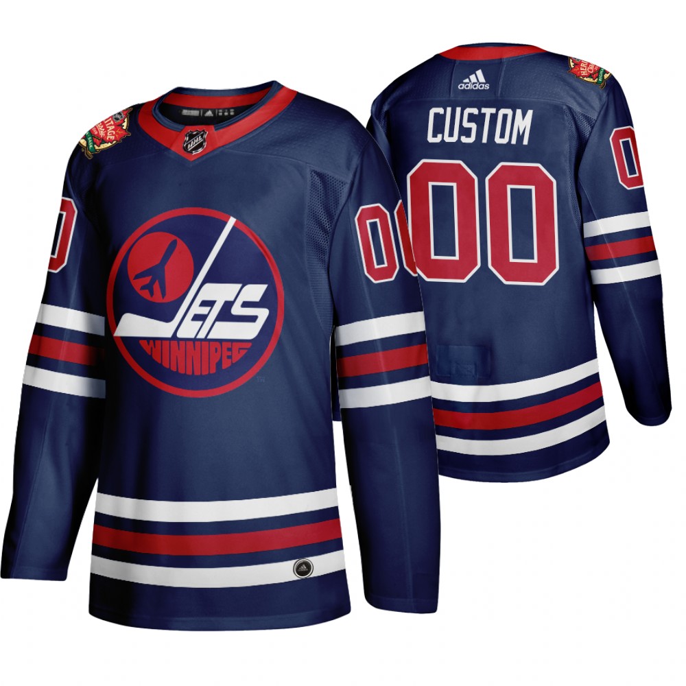 Winnipeg Jets Custom Men 2019-20 Heritage Classic Wha Navy Stitched NHL Jersey->customized nhl jersey->Custom Jersey